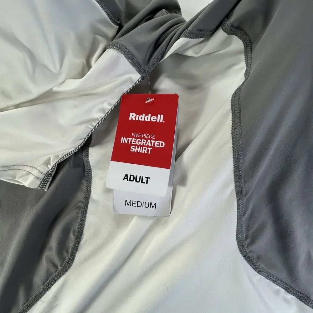 Riddell Power Integrated 5 Padded Football Shirt White Gray Adult Size Mens M